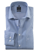 Chemise OLYMP MODERN FIT TWILL BANDES bleu foncé avec col Global Kent en coupe moderne