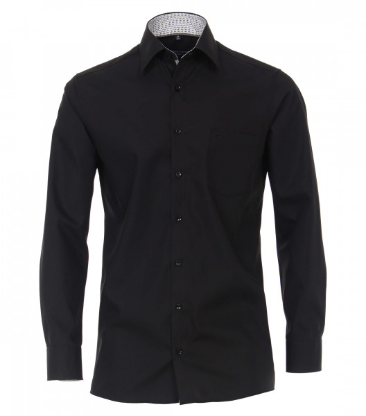 CASAMODA Hemd COMFORT FIT UNI POPELINE schwarz mit Kent Kragen in klassischer Schnittform