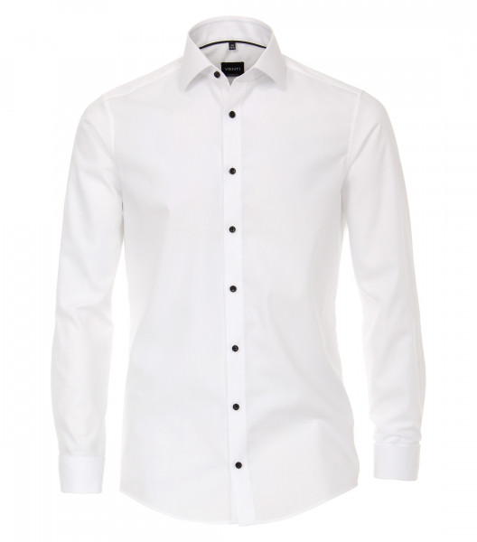 Chemise Venti MODERN FIT UNI POPELINE blanc avec col Kent en coupe moderne