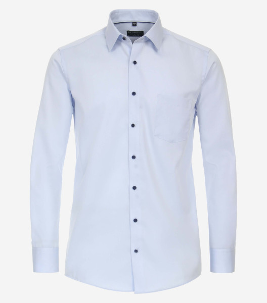 Camisa Redmond COMFORT FIT TWILL azul claro con cuello Kent de corte clásico