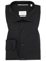 Camicia Eterna SLIM FIT UNI POPELINE nero con Kent collar in taglio stretto