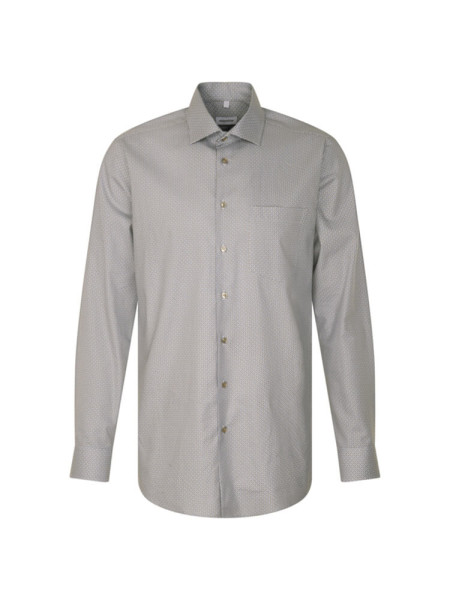 Seidensticker Hemd REGULAR FIT TWILL beige mit Business Kent Kragen in moderner Schnittform