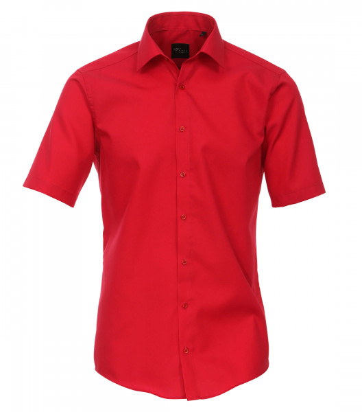 Chemise Venti MODERN FIT UNI POPELINE rouge avec col Kent en coupe moderne