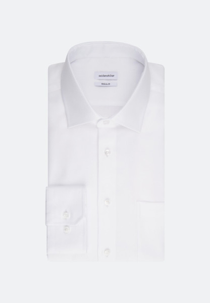 Seidensticker Hemd REGULAR FIT TWILL weiss mit Business Kent Kragen in klassischer Schnittform