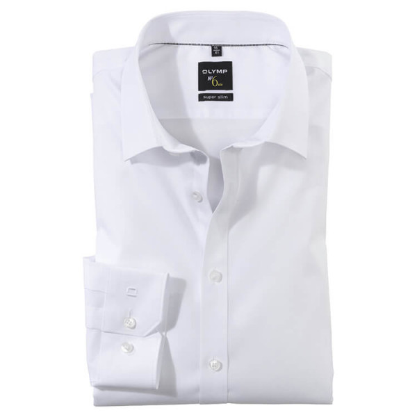 Camisa OLYMP No. Six super slim UNI POPELINE blanco con cuello Urban Kent de corte súper estrecho