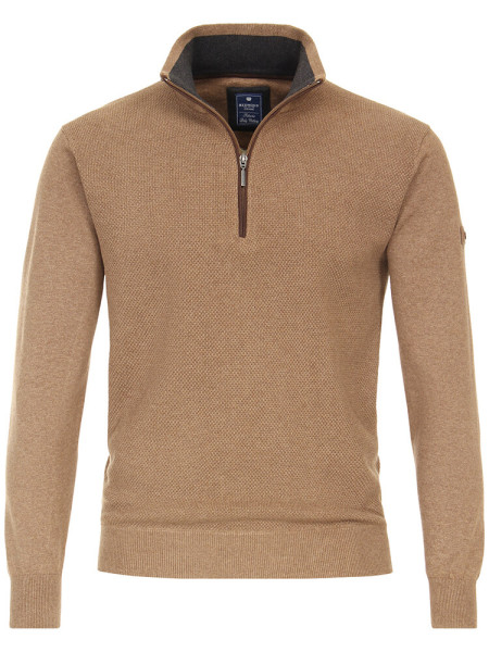 Redmond sweater REGULAR FIT MELANGE beige with Stand-up collar collar in classic cut