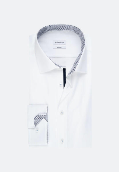 Camisa Seidensticker TAILORED UNI POPELINE blanco con cuello Business Kent de corte estrecho