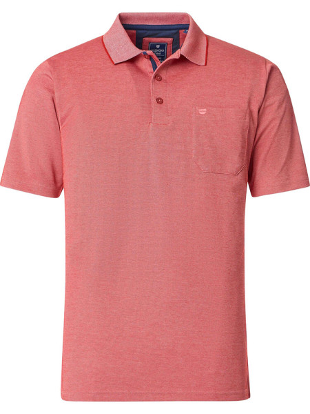 Polo Redmond COMFORT FIT WASH &amp; WEAR rojo con cuello Botón de polo de corte clásico