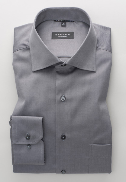 Eterna shirt COMFORT FIT TWILL brown with Classic Kent collar in classic cut