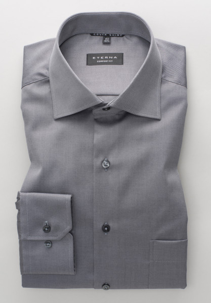 Camisa Eterna COMFORT FIT TWILL marrón con cuello Clásico Kent de corte clásico