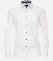 Camisa Venti MODERN FIT UNI POPELINE blanco con cuello Kent de corte moderno