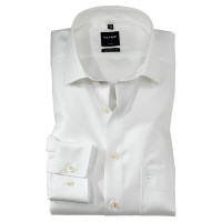 Camisa OLYMP Luxor modern fit TWILL beige con cuello Global Kent de corte moderno