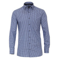 Camicia CASAMODA COMFORT FIT UNI POPELINE blu medio con Button Down collar in taglio classico