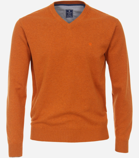 Redmond Jumper REGULAR FIT BREI oranje met V-hals-kraag in klassieke snit