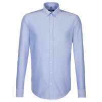 Seidensticker Hemd SHAPED FEIN OXFORD hellblau mit Button Down Kragen in moderner Schnittform