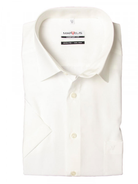 Marvelis COMFORT FIT shirt UNI POPELINE beige with New Kent collar in classic cut