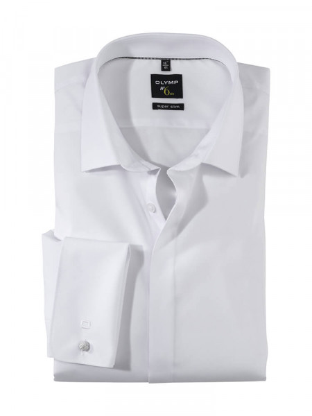 Camicia OLYMP SUPER SLIM UNI STRETCH bianco con Urban Kent collar in taglio super stretta