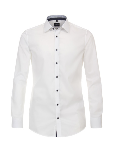 Venti shirt BODY FIT UNI POPELINE white with Kent collar in narrow cut