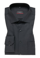 Camicia Eterna MODERN FIT STRUTTURA antracite con Kent classico collar in taglio moderno