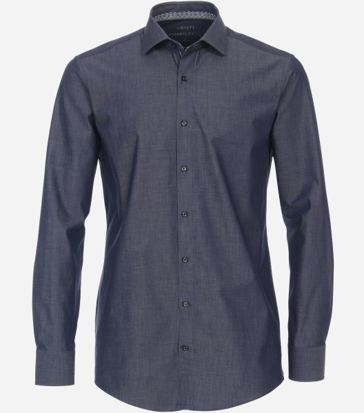 Camicia Venti MODERN FIT HYPERFLEX blu scuro con Kent collar in taglio moderno