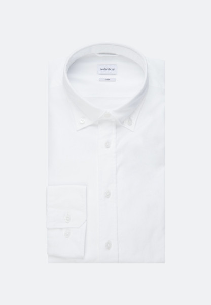 Seidensticker Hemd EXTRA SLIM FEIN OXFORD weiss mit Button Down Kragen in super schmaler Schnittform