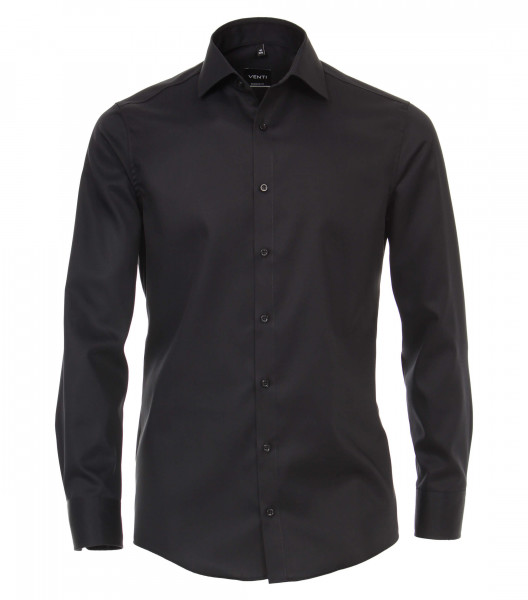 Camicia Venti MODERN FIT UNI POPELINE nero con Kent collar in taglio moderno