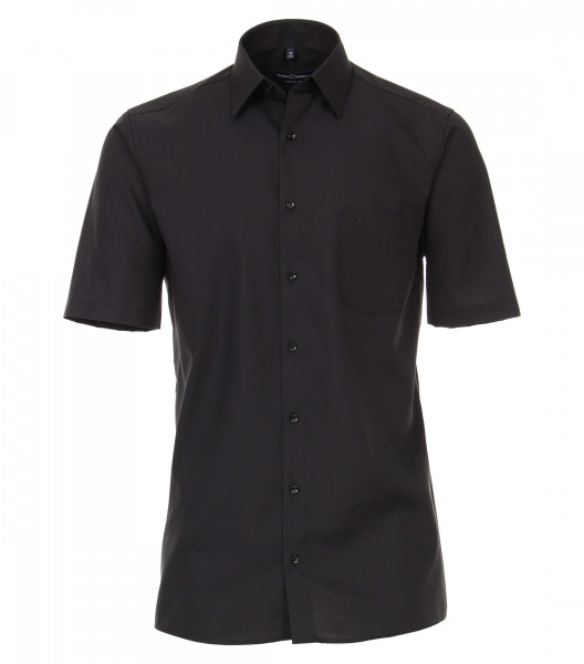 Camisa CASAMODA COMFORT FIT UNI POPELINE negro con cuello Kent de corte clásico