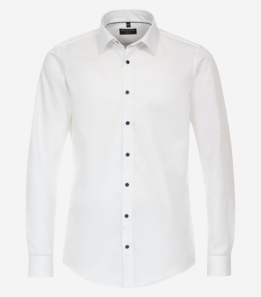 Camisa Redmond SLIM FIT TWILL blanco con cuello Kent de corte estrecho