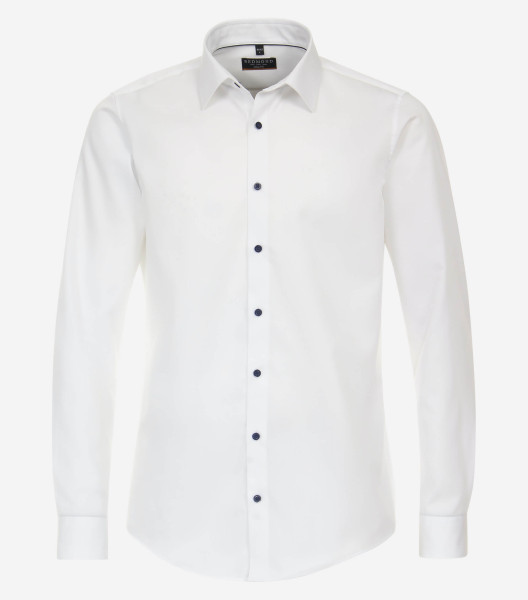 Chemise Redmond SLIM FIT TWILL blanc avec col Kent en coupe étroite