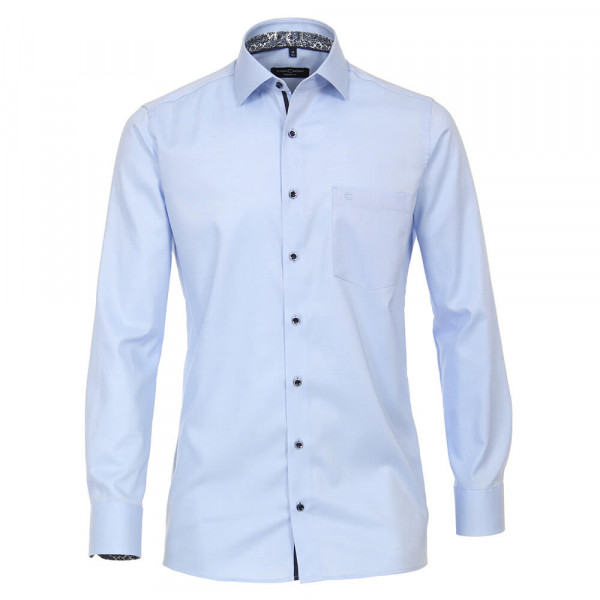 Camisa CASAMODA MODERN FIT ESTRUCTURA azul claro con cuello Kent de corte moderno