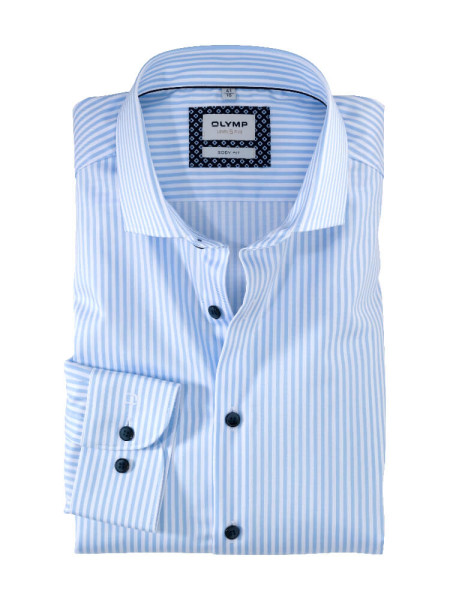 Camicia OLYMP LEVEL 5 UNI STRETCH azzurro con Royal Kent collar in taglio stretto