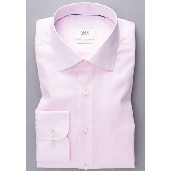 Camisa Eterna MODERN FIT TWILL roza con cuello Clásico Kent de corte moderno
