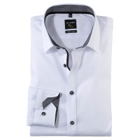 Chemise OLYMP No. Six super slim UNI POPELINE blanc avec col Urban Kent en coupe super étroite