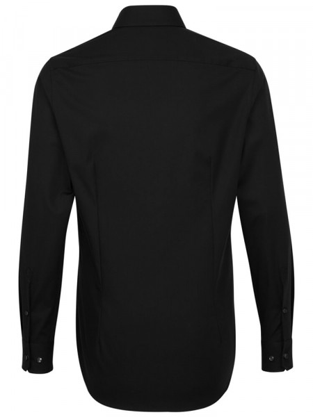 SEIDENSTICKER Slim Fit Hemd Schwarz Business Kent Popeline
