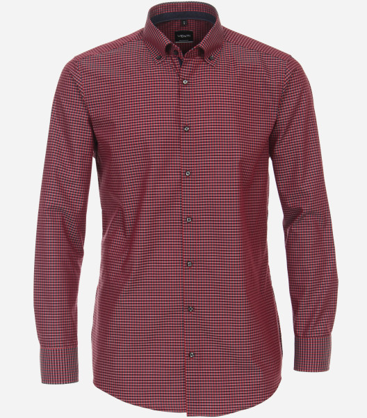 Camicia Venti MODERN FIT UNI POPELINE rosso con Button Down collar in taglio moderno