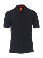 Redmond Poloshirt MODERN FIT PIQUÉ schwarz mit Polo-Knopf Kragen in moderner Schnittform