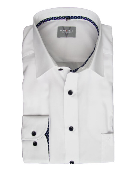 Marvelis Hemd COMFORT FIT UNI POPELINE weiss mit New Kent Kragen in klassischer Schnittform