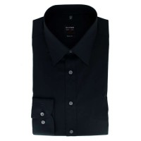 Camisa OLYMP Level Five body fit UNI POPELINE negro con cuello New York Kent de corte estrecho