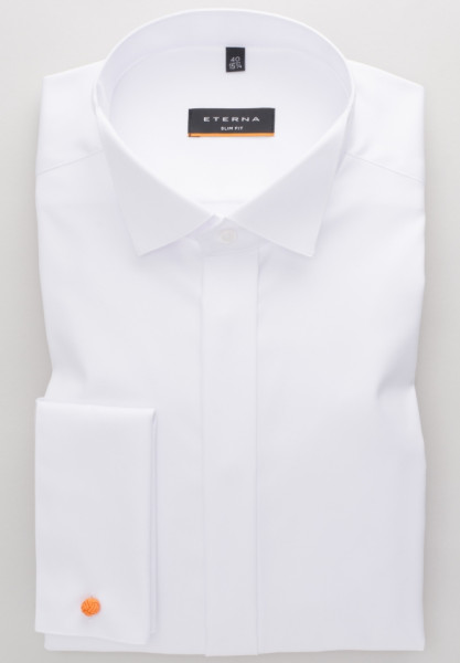 Camicia Eterna SLIM FIT TWILL bianco con Ala collar in taglio stretto