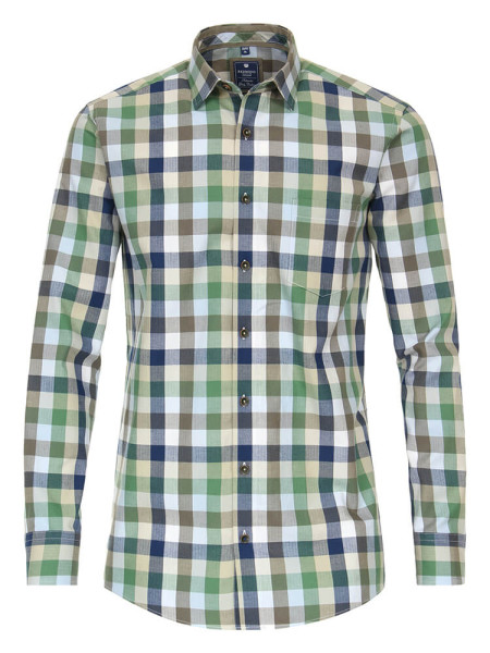 Redmond Hemd REGULAR FIT TWILL grün mit Button Down Kragen in klassischer Schnittform