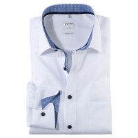 Camisa OLYMP Luxor comfort fit UNI POPELINE blanco con cuello Nuevo Kent de corte clásico