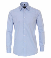 Camisa Venti MODERN FIT UNI POPELINE azul claro con cuello Kent de corte moderno