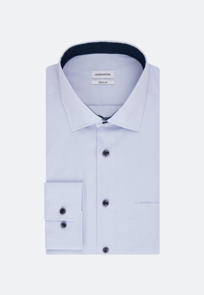 Chemise Seidensticker REGULAR FIT FIL À FIL bleu clair avec col Business Kent en coupe classique