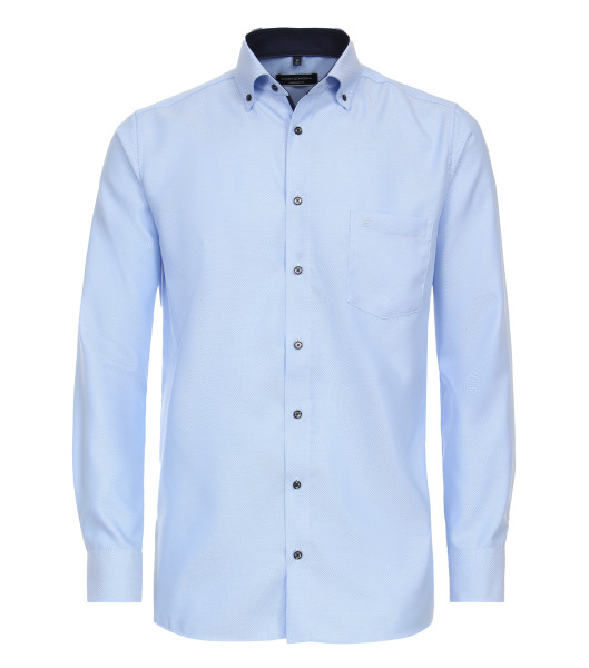 CASAMODA shirt COMFORT FIT STRUCTURE light blue with Button Down collar in classic cut