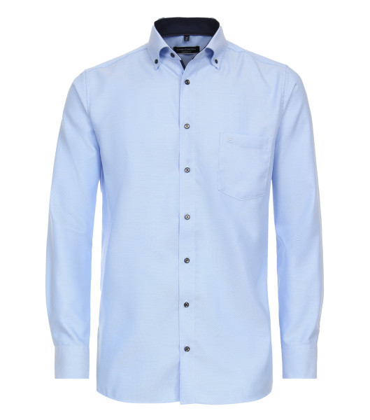 Camisa CASAMODA COMFORT FIT ESTRUCTURA azul claro con cuello Button Down de corte clásico