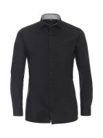 Camicia CasaModa MODERN FIT UNI POPELINE nero con Kent collar in taglio moderno