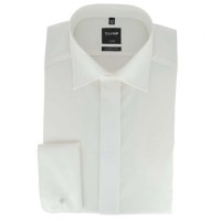 Camicia OLYMP Luxor soirée modern fit UNI POPELINE beige con Nuovo Kent collar in taglio moderno