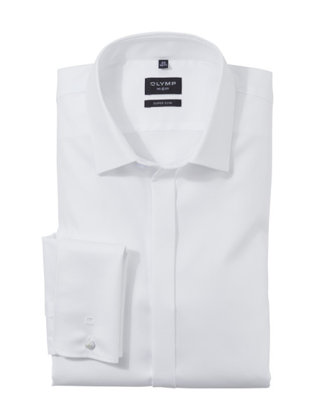 Camisa Olymp SUPER SLIM TWILL blanco con cuello Urban Kent de corte súper estrecho