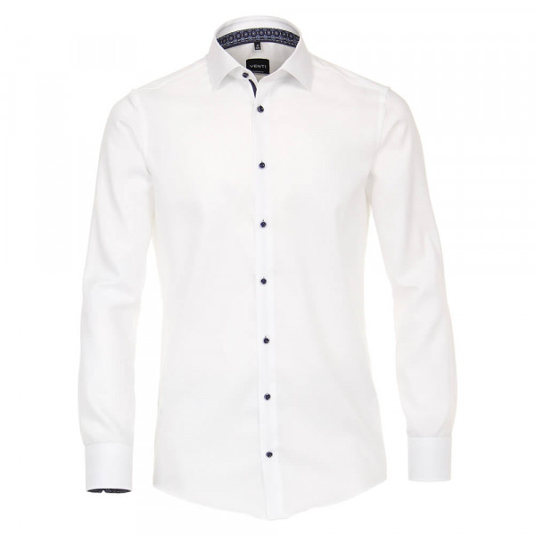 Camisa Venti MODERN FIT ESTRUCTURA blanco con cuello Kent de corte moderno