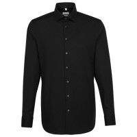 Camisa Seidensticker SLIM FIT UNI POPELINE negro con cuello Business Kent de corte estrecho